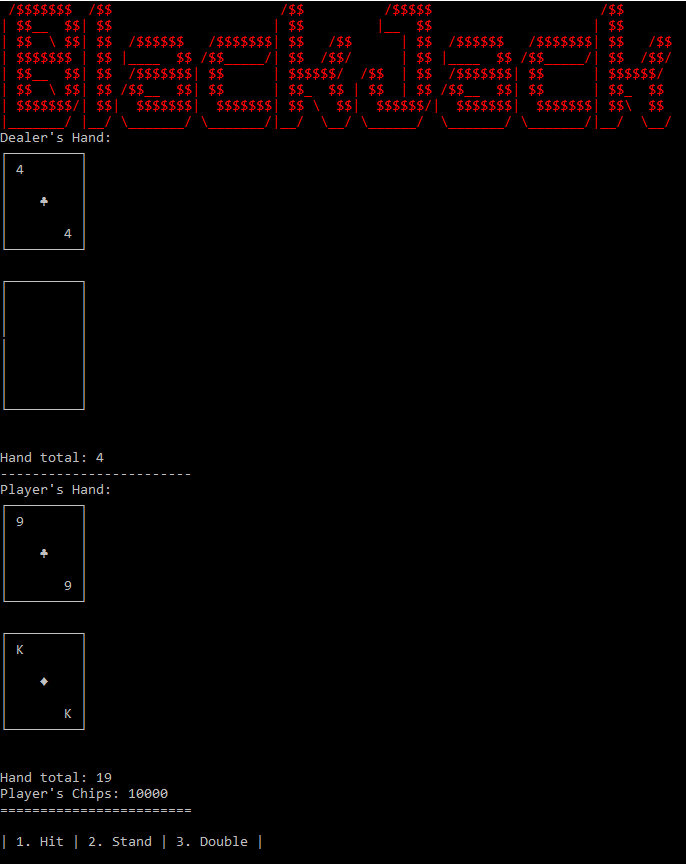 Blackjack Game (Console) screenshot